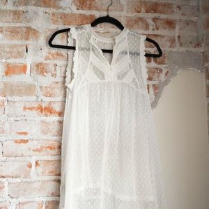 Free People White Mesh Babydoll Tank